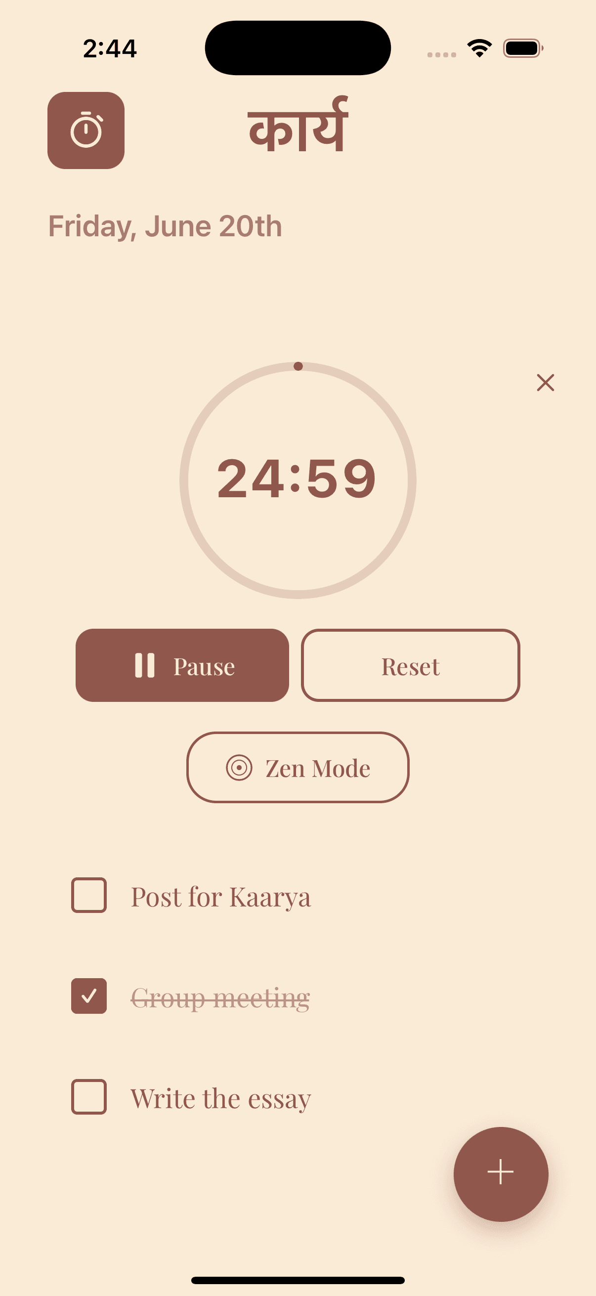 Zen mode timer